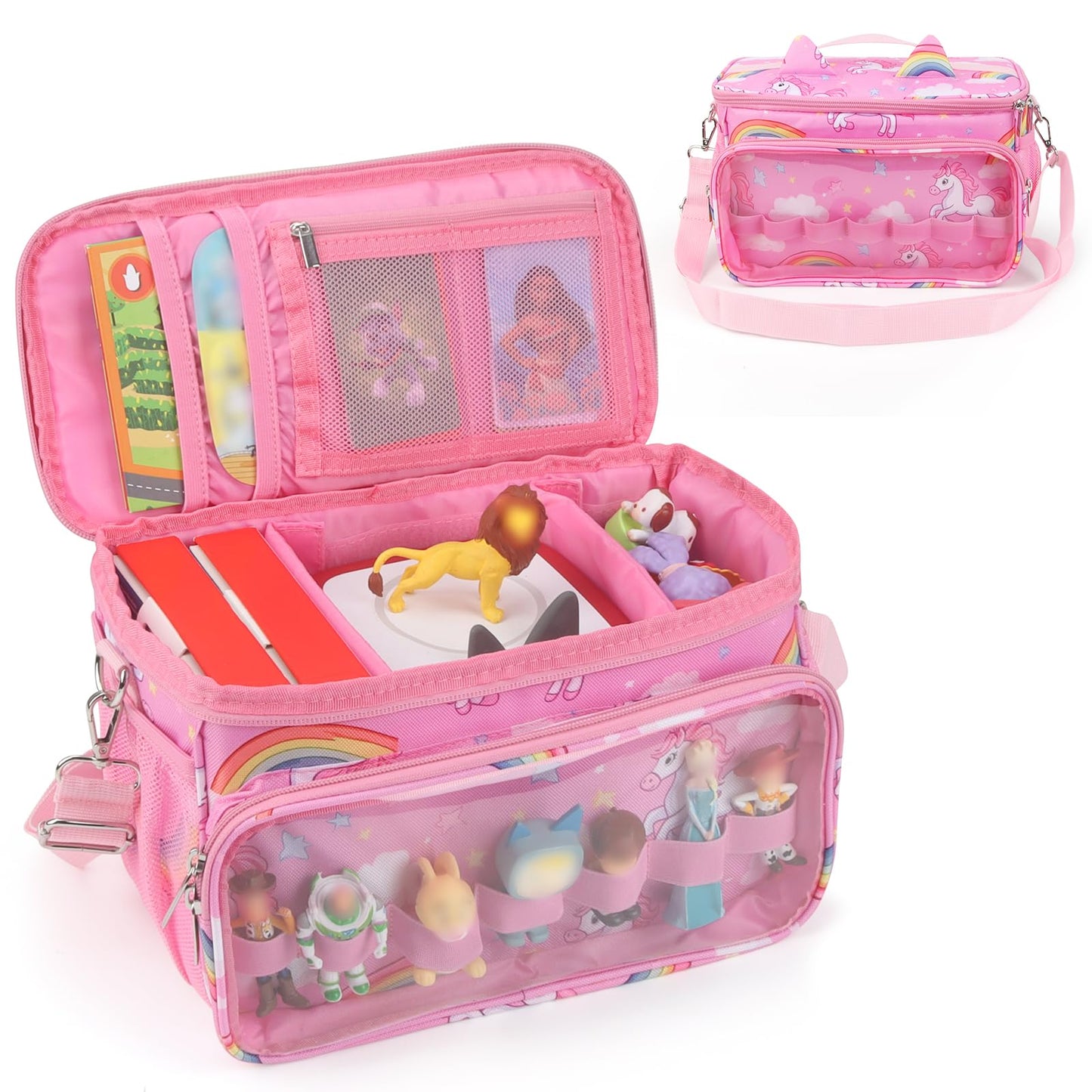 Kompatibel mit Tonies Tragetasche – Schutzhülle mit verstellbaren Trennwänden, Pink