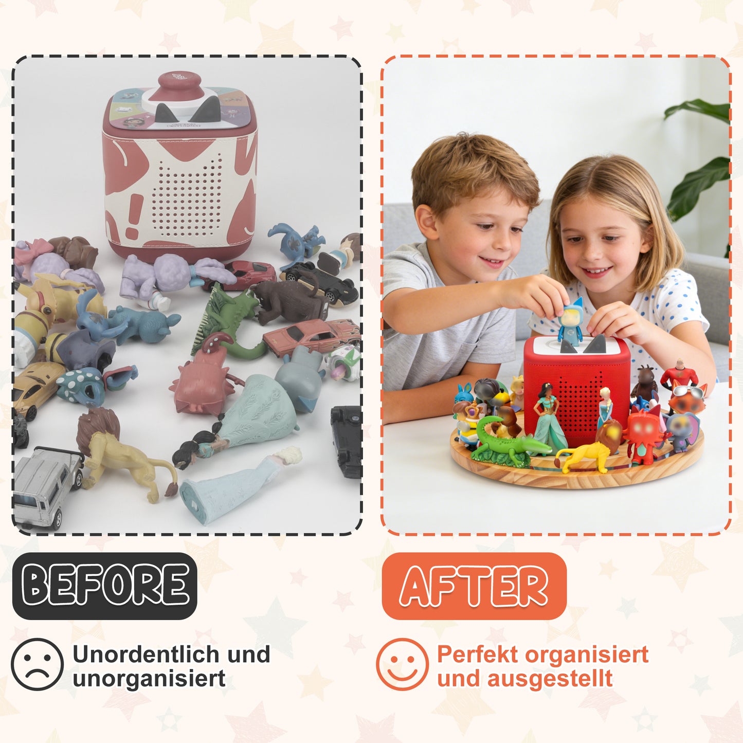 Kompatibel mit Tonies 360° drehbares magnetisches Ausstellungsregal – Rosa, fasst 20–30 Figuren, integrierter Ladeanschluss