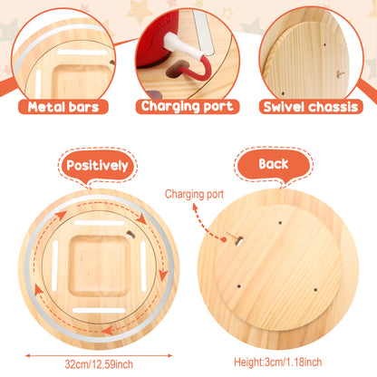 Kompatibel mit Tonies 360° drehbares magnetisches Ausstellungsregal – Rosa, fasst 20–30 Figuren, integrierter Ladeanschluss