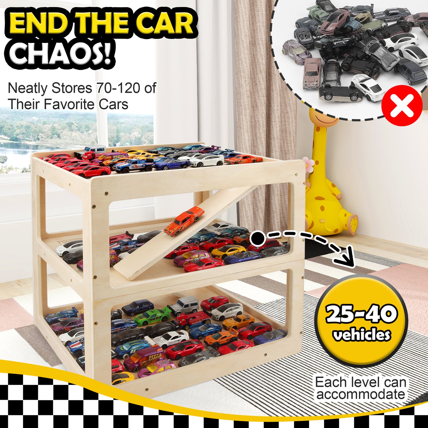 Vitrine für Hot Wheels – Parkhaus-Diorama für Modellautos im Maßstab 1:64