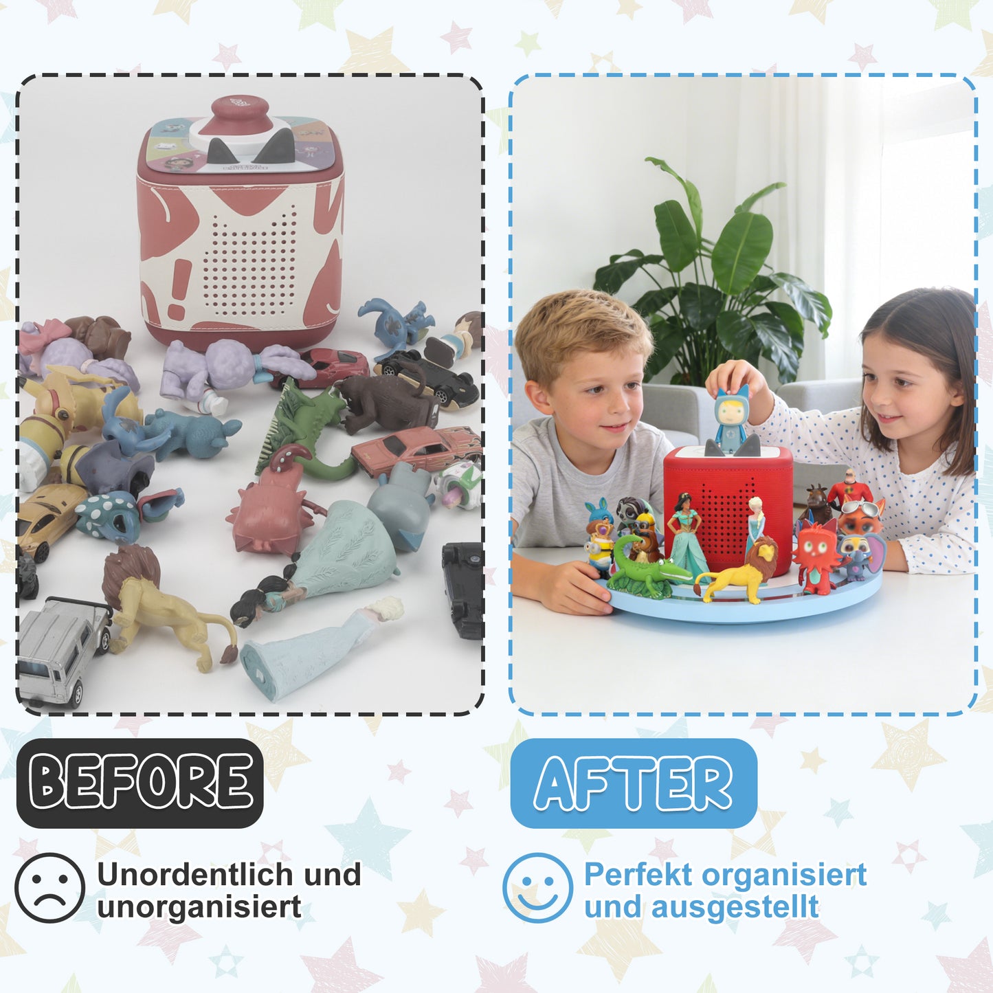 Kompatibel mit Tonies 360° drehbares magnetisches Ausstellungsregal – Rosa, fasst 20–30 Figuren, integrierter Ladeanschluss