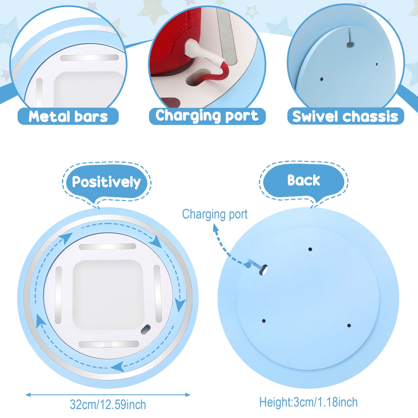 Kompatibel mit Tonies 360° drehbares magnetisches Ausstellungsregal – Rosa, fasst 20–30 Figuren, integrierter Ladeanschluss