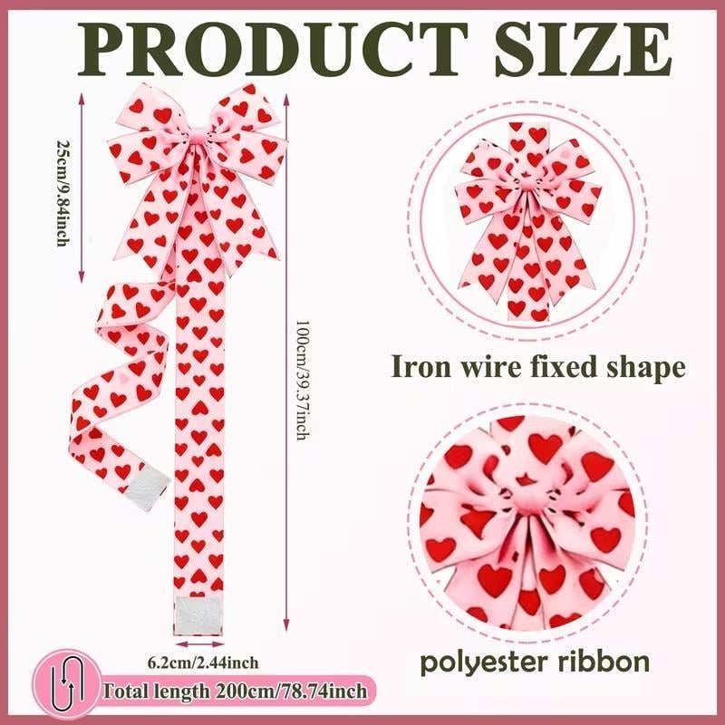 (🎁Last Day 49% OFF)🎀Valentine's Day Pink Heart Large Bow Decoration