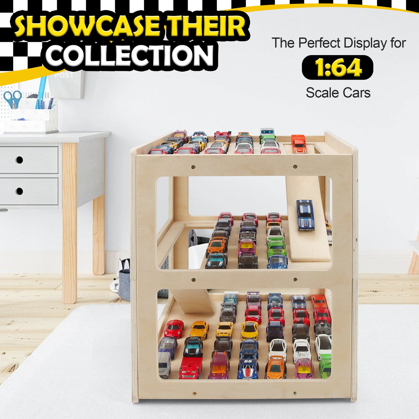 Vitrine für Hot Wheels – Parkhaus-Diorama für Modellautos im Maßstab 1:64