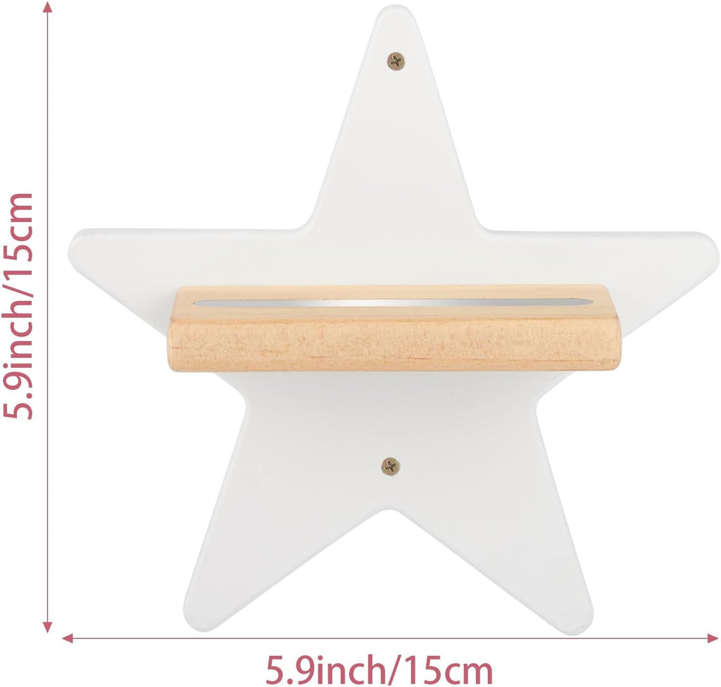 for Toniebox Starter Tonie Shelf Wall Mounted Set,Tonies Figures Tonies Storage,Magnetic Wooden Floating Shelves Compatible with Tonie box Player Character for Children Room (white- small star)