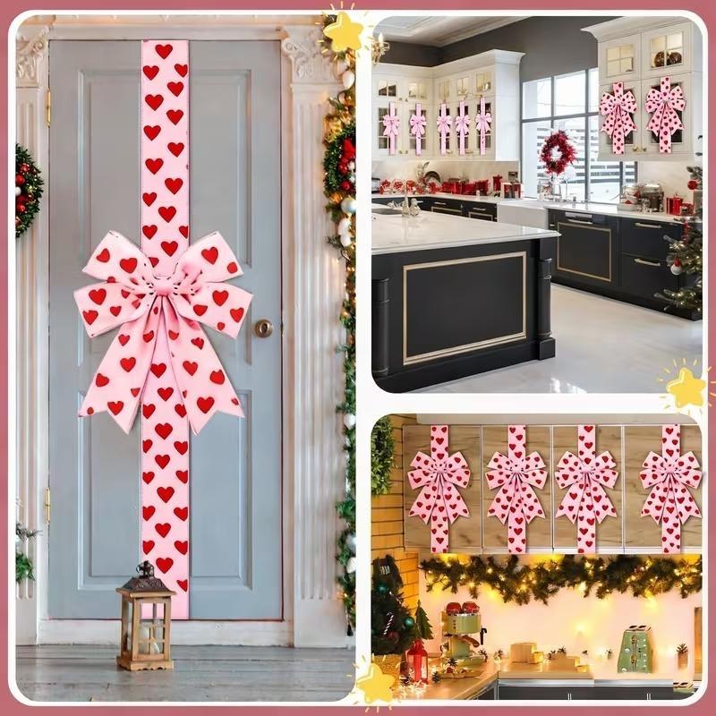 (🎁Last Day 49% OFF)🎀Valentine's Day Pink Heart Large Bow Decoration
