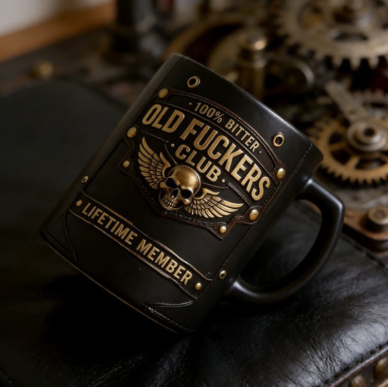 (🎁Last Day 49% OFF)☕ OLD FUCKERS CLUBTM Mug - 100% Bitter, Always Real. Lifetime Member. 😎💀