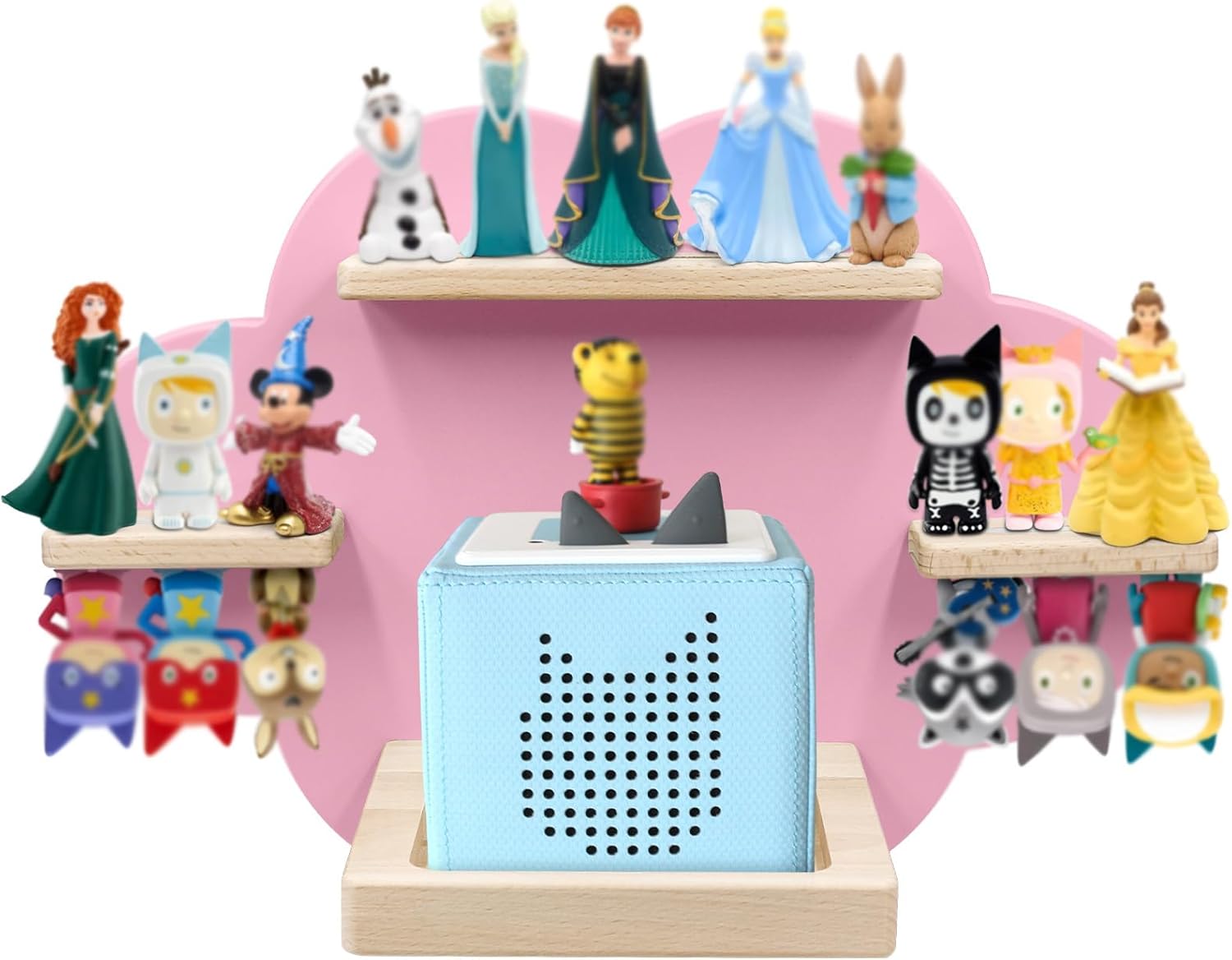 for TonieBox and Tonie Shelf Cloud,Tonies Storage for 12-20 Tonie Figures Characters Magnetic Wall Shelf for Tonies Toniebox, Charging Station (Blue)