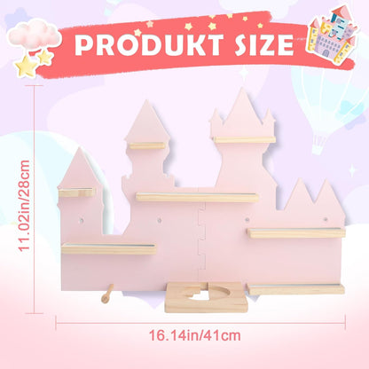 Magnetisches Holz-Regal kompatibel mit Tonies – Rosa Schloss | Wandmontage, passend für Audio-Player 1 & 2