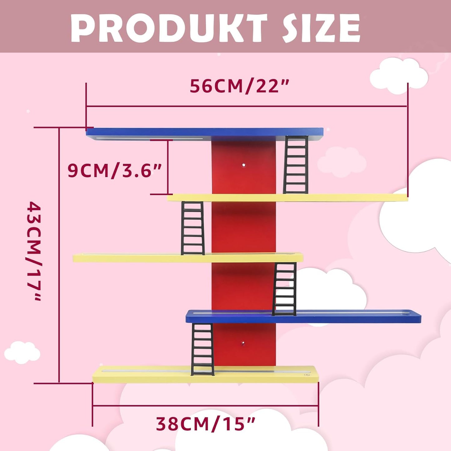 Magnetisches Holz-Regal kompatibel mit Tonies – Bunt | Wandmontage, fasst 12–35 Figuren