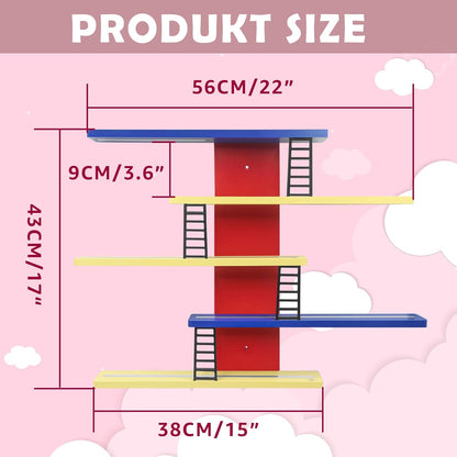 Magnetisches Holz-Regal kompatibel mit Tonies – Bunt | Wandmontage, fasst 12–35 Figuren