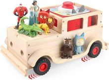 Hölzernes schwebendes Präsentationsregal, kompatibel mit Tonies – magnetisch, passend für Audio Player 1 & 2 (Natur, Auto)