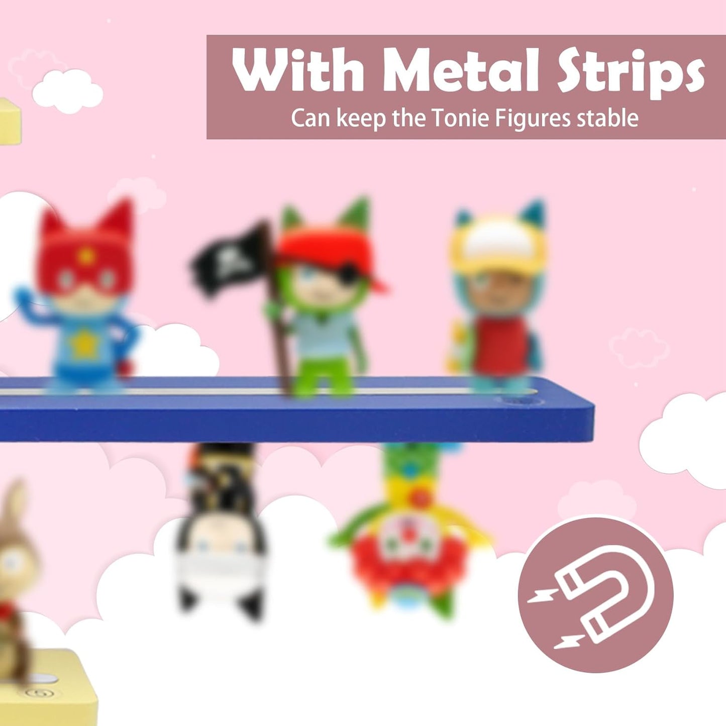 Magnetisches Holz-Regal kompatibel mit Tonies – Bunt | Wandmontage, fasst 12–35 Figuren