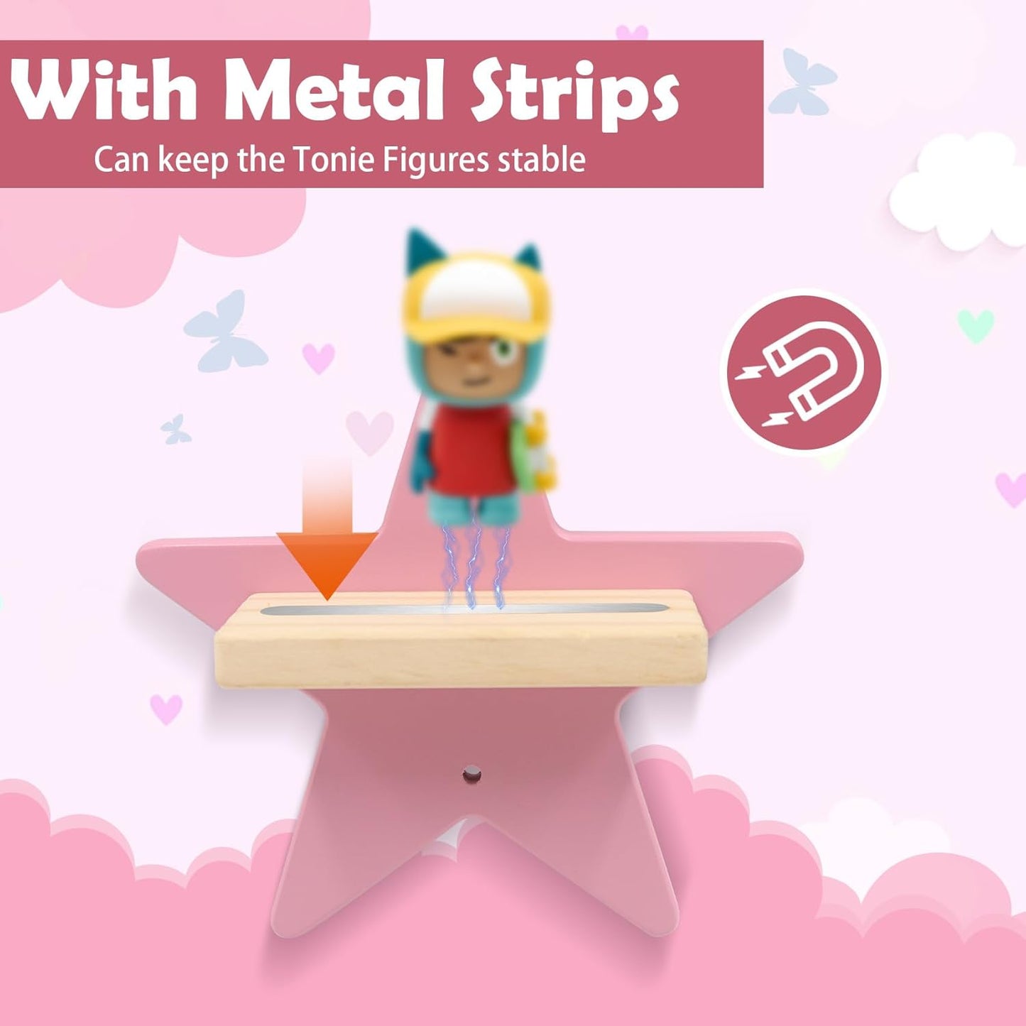 Stern Magnetisches Präsentationsregal Kompatibel mit Tonies – Wandmontage, Passend für Audio Player Starter-Set