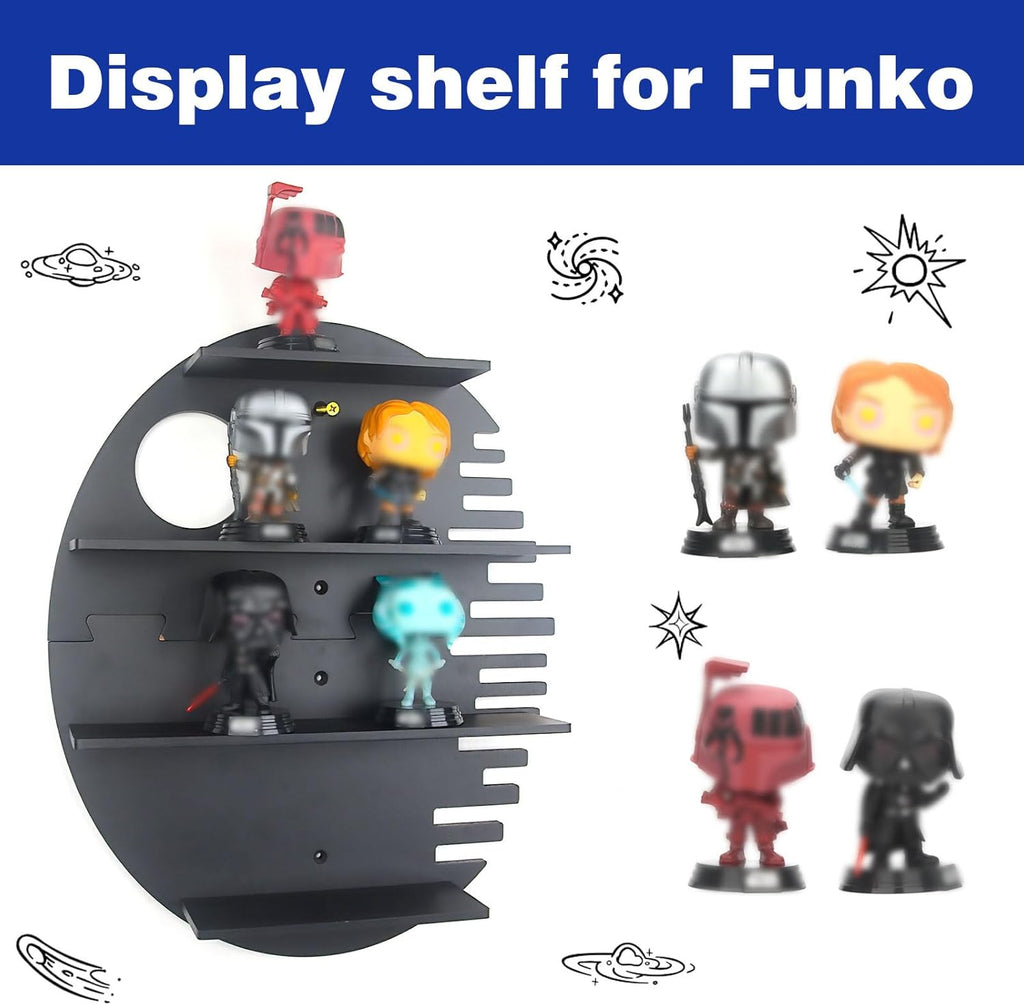 for Funko POP Star Wars Display Shelf, Floating Shelves Wood Wall Storage Organizer, Display Shelf for Mini Funko Pop Figures Toys Rock Decor