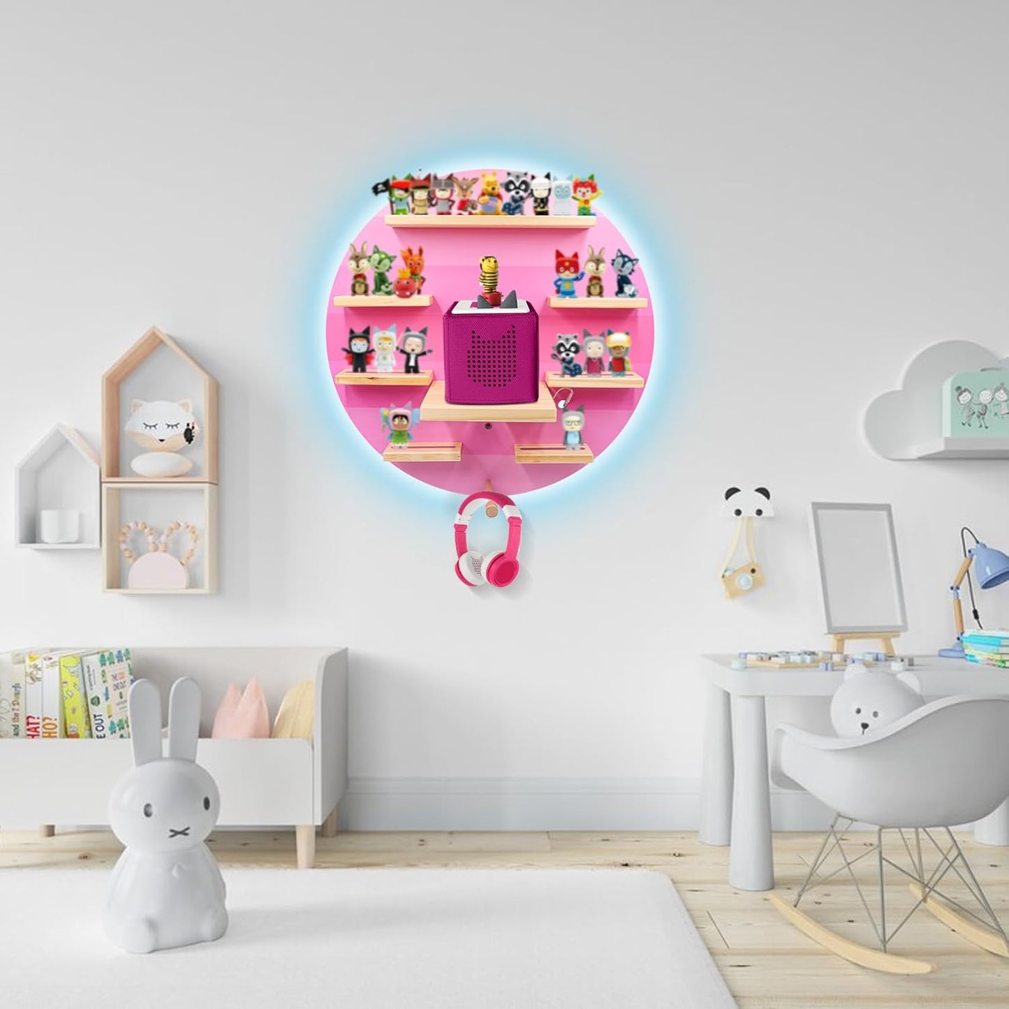 Compatible with Tonies RGB LED Light Strip – Magnetic Wall Display, Holds 12–40 Figures