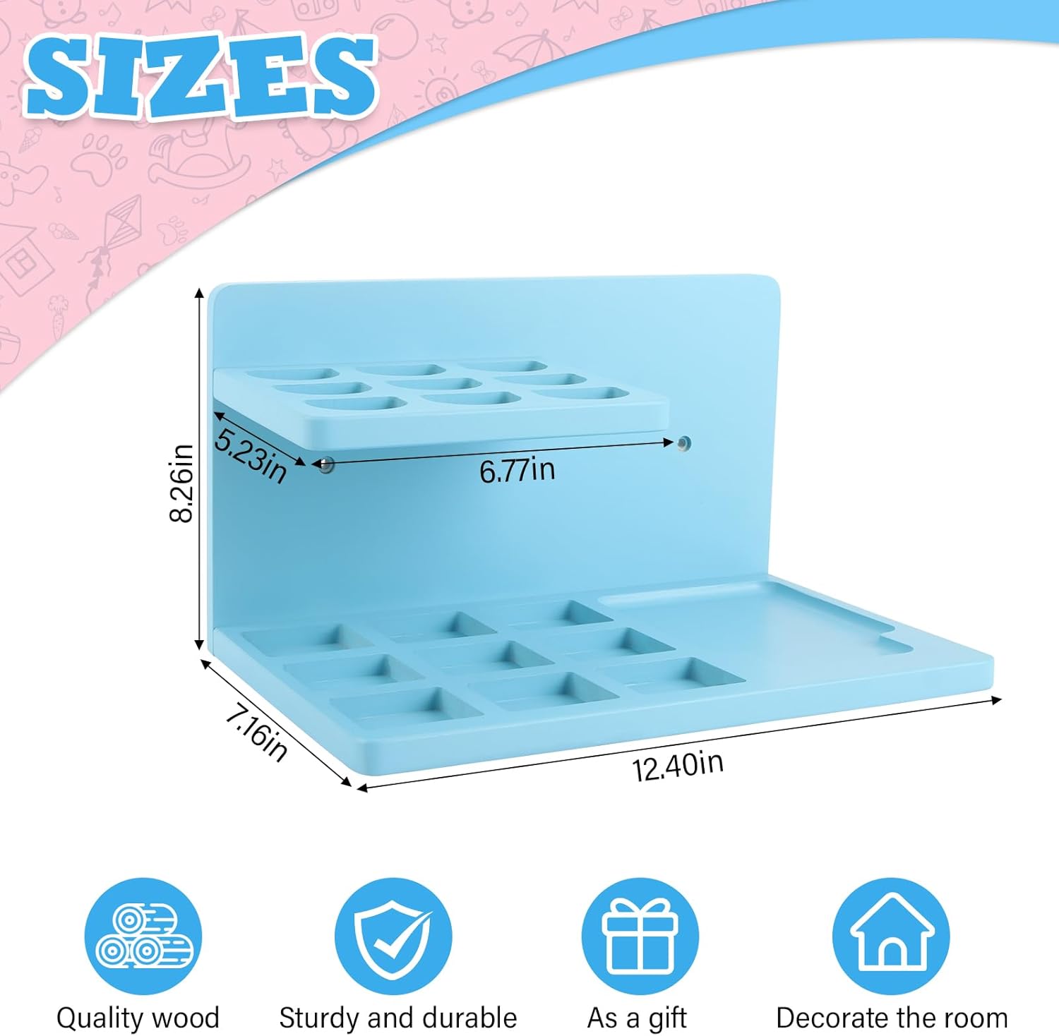 Wall Shelf Compatible with Little Tikes for Story Dream Machine Books Starter Set, for Little Tikes for Storytime Audio Play Real for Littles Character Storage Floating Shelves Blue (Blue)