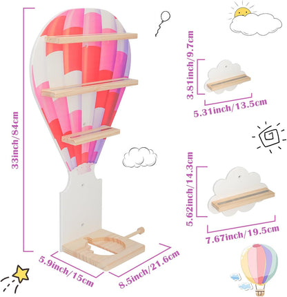Präsentationsregal-Set mit 4 Regalen, kompatibel mit Tonies – Ballon & Wolken, Wandmontage