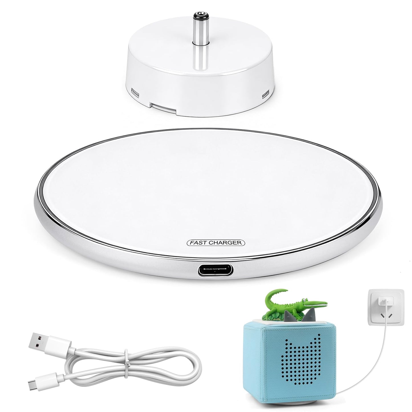 Compatible with Tonies Wireless Charging Base – Converts Original Charger to Drop-and-Charge, Includes USB Cable