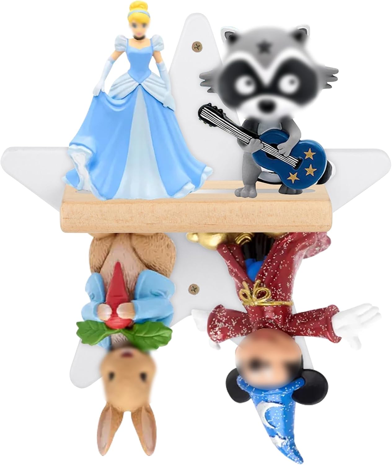 for Toniebox Starter Tonie Shelf Wall Mounted Set,Tonies Figures Tonies Storage,Magnetic Wooden Floating Shelves Compatible with Tonie box Player Character for Children Room (white- small star)