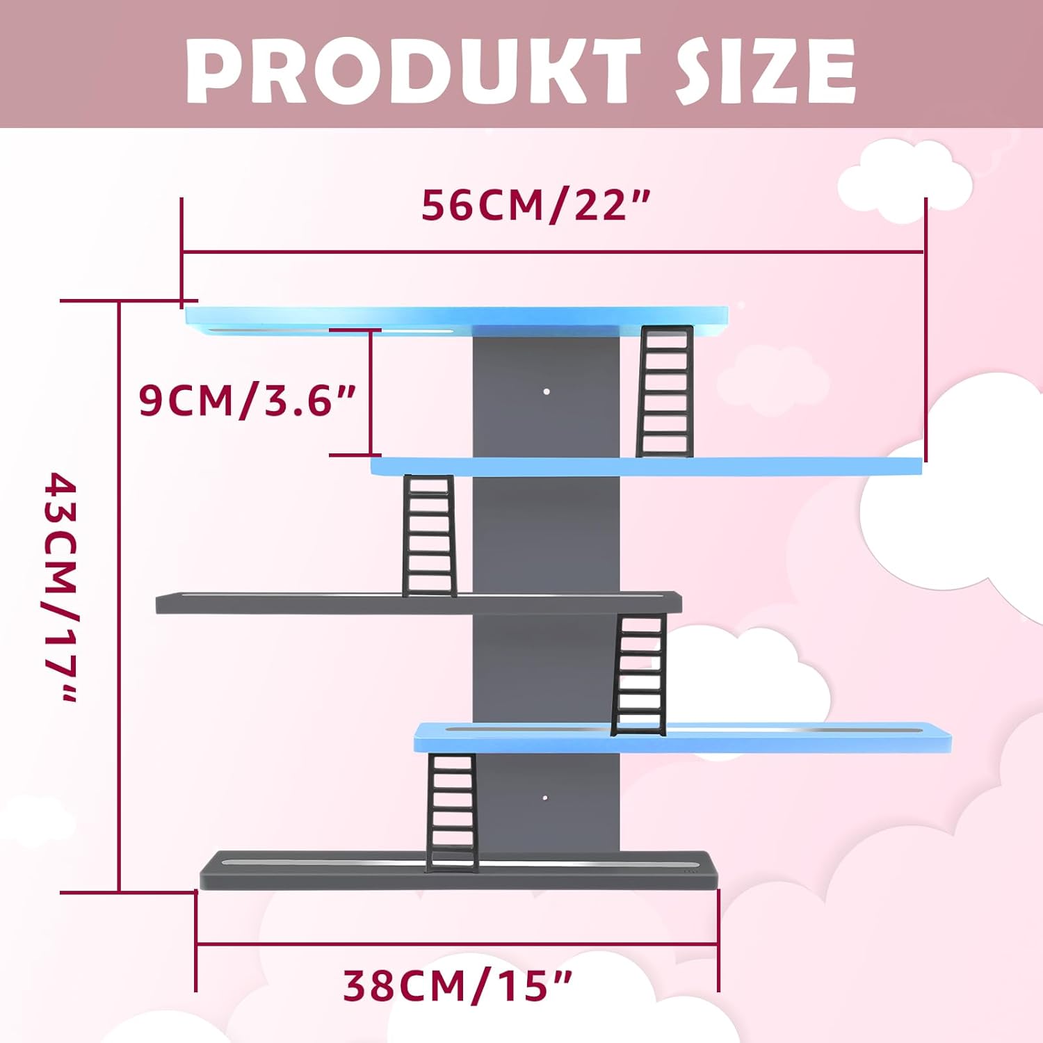 for Tonie Shelf,Tonies Storage for Creative Tonies Magnetic Wall Shelf for Tonie Figures,12-35 Characters,Wooden Hanging Shelf for Kids (Blue)