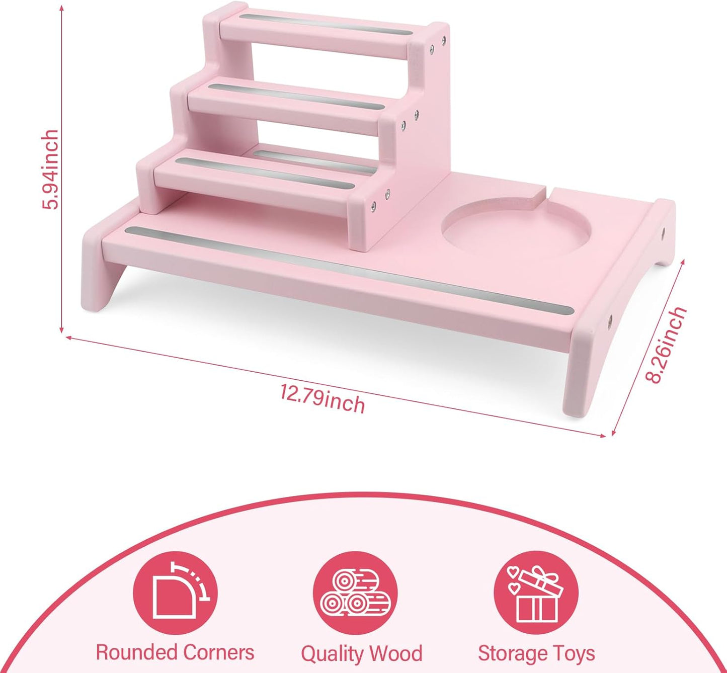 Kompatibel mit Tonies 3-stöckiges rosafarbenes Präsentationsregal – fasst 10–15 Figuren, Desktop-Aufbewahrung