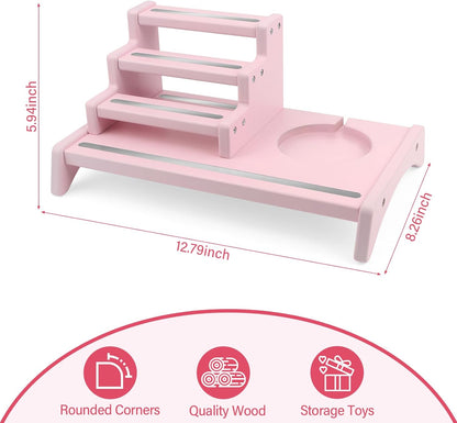 Kompatibel mit Tonies 3-stöckiges rosafarbenes Präsentationsregal – fasst 10–15 Figuren, Desktop-Aufbewahrung