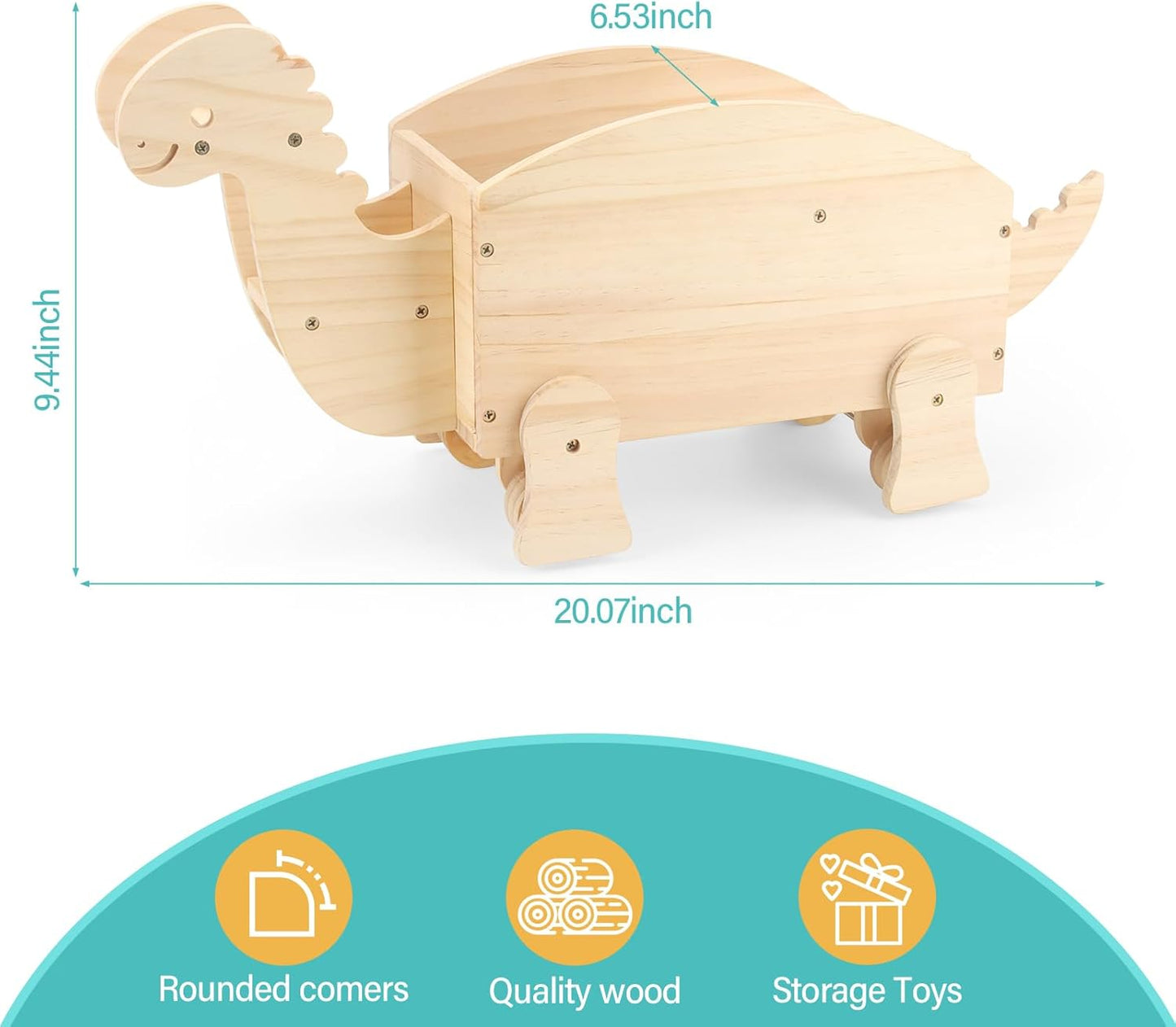 Kompatibel mit Tonies Magnetisches Holz-Display-Regal – Dinosaurier-Auto, verschiebbares Design, fasst 15–25 Figuren