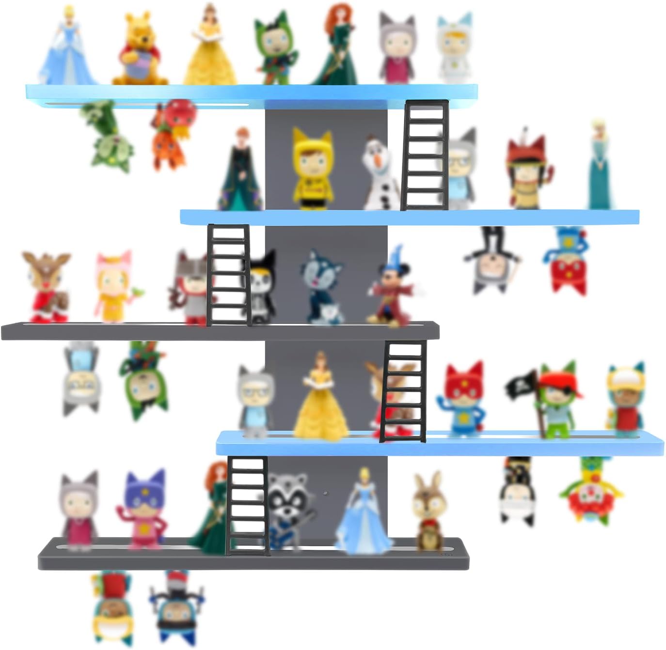 for Tonie Shelf,Tonies Storage for Creative Tonies Magnetic Wall Shelf for Tonie Figures,12-35 Characters,Wooden Hanging Shelf for Kids (Blue)