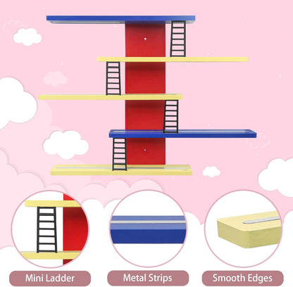 Magnetisches Holz-Regal kompatibel mit Tonies – Bunt | Wandmontage, fasst 12–35 Figuren