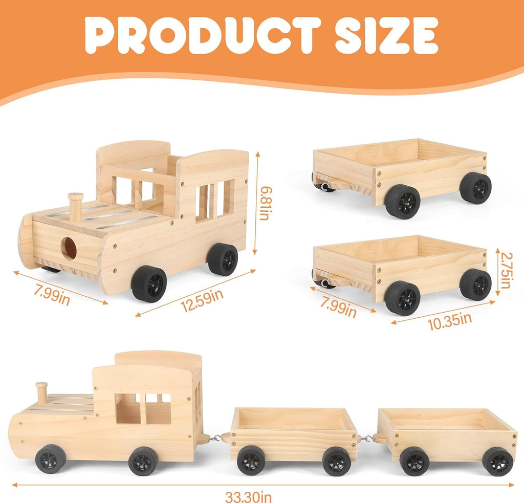 Storage & Play Car for Toniebox and Tonie Figures Storage Shelf (Wooden Trailer), Magnetic Shelves Compatible with Tonie Box Player Character for Children Room (Natural, Car)