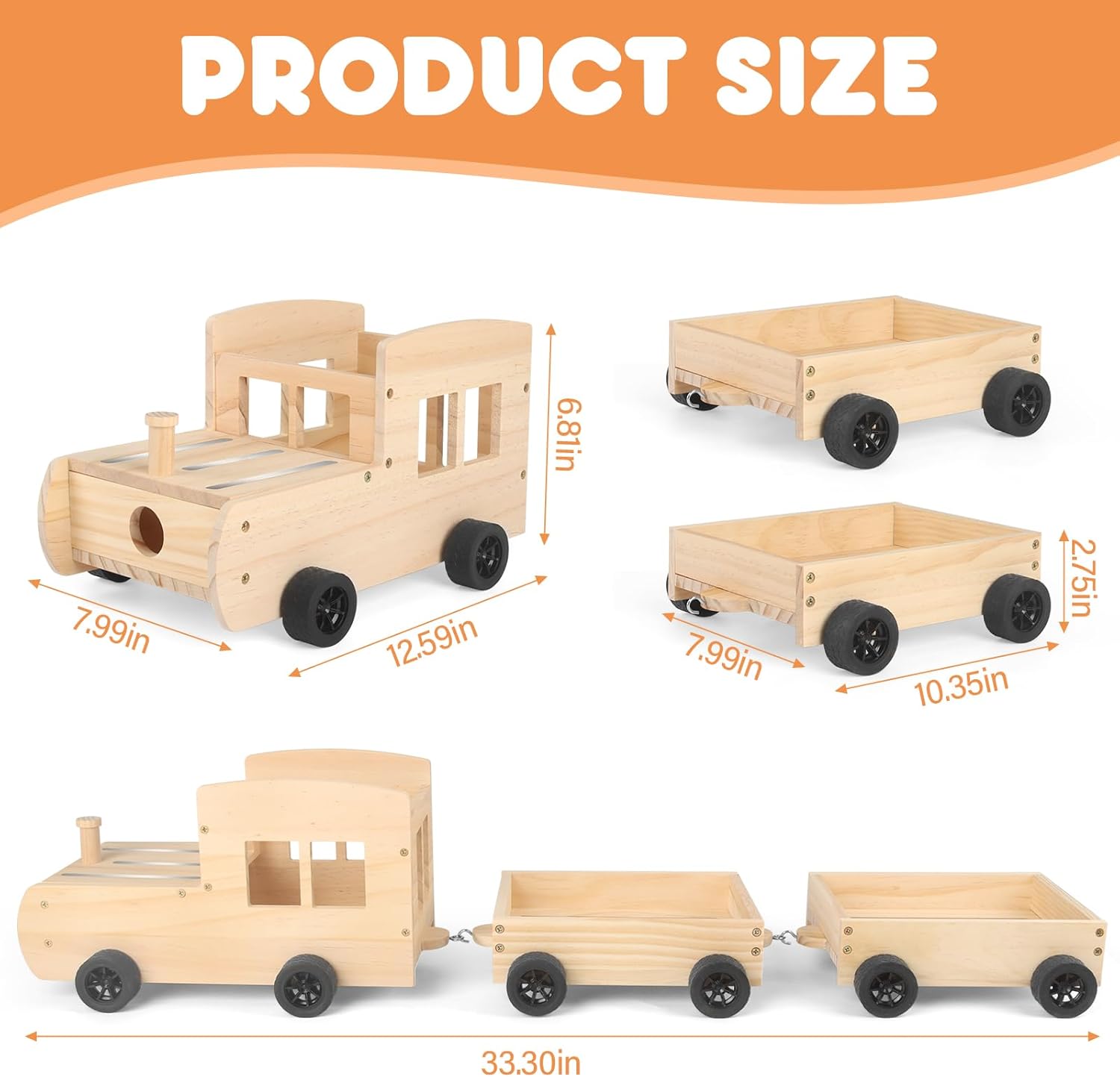 Storage & Play Car for Toniebox and Tonie Figures Storage Shelf (Wooden Trailer), Magnetic Shelves Compatible with Tonie Box Player Character for Children Room (Natural, Car)