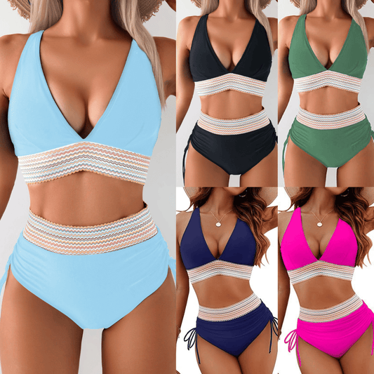 (🎁Last Day 49% OFF)👙2026 High Waisted Tummy Control Color Block Bikini Sets