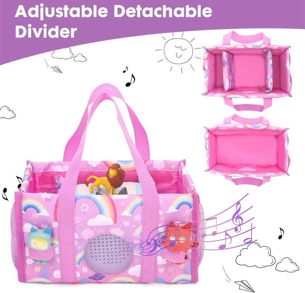 for Tonies Carrying Case, Toniebox 2/1,Carrying Bag for Toniebox, Tonie Figures Characters, Headphones and Charging Station, Travel Storage Bag with Handle (Rainbow)