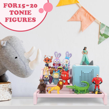 Kompatibel mit Tonies 3-stöckiges rosafarbenes Präsentationsregal – fasst 10–15 Figuren, Desktop-Aufbewahrung