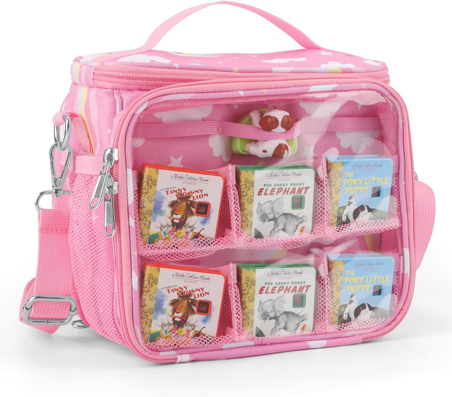 Carrying Case Compatible with Little Tikes Story Dream Machine Books Starter Set,Portable Storage Bag with Handle and Shoulder Strap for Storytime,Little Golden Book,Little Puppy Character (Blue)