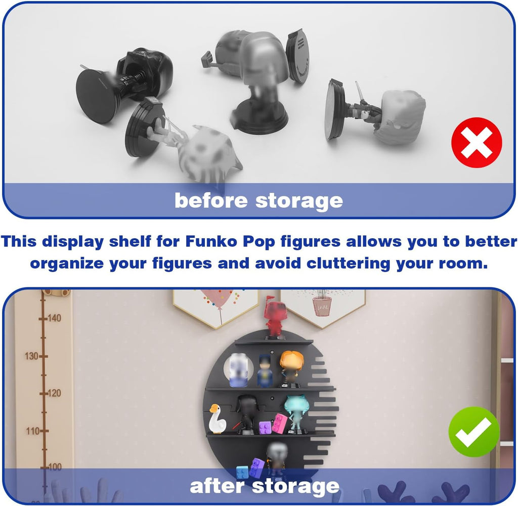 for Funko POP Star Wars Display Shelf, Floating Shelves Wood Wall Storage Organizer, Display Shelf for Mini Funko Pop Figures Toys Rock Decor