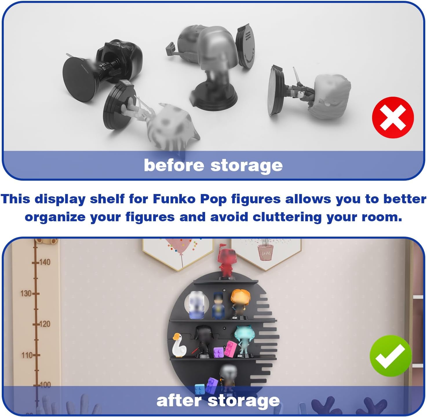 for Funko POP Star Wars Display Shelf, Floating Shelves Wood Wall Storage Organizer, Display Shelf for Mini Funko Pop Figures Toys Rock Decor