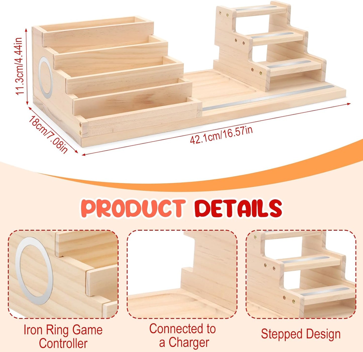 Kompatibel mit Tonies Holz-Organizer – Für 5 Spielepakete (3 große + 2 kleine) + Gamecontroller-Halterung