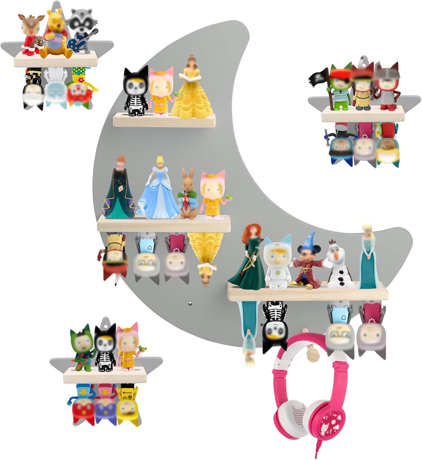 Shelf Wall Mount for Toniebox Tonie Figures Character,Star Magnetic Wooden Shelf Compatible with Tonie Audio Toniebox Starter Set