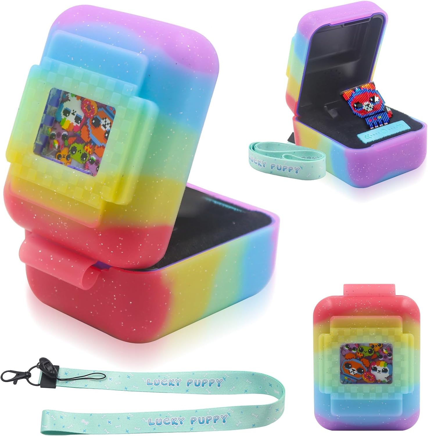 Silicone Cover Case for Bitzee Interactive Toy Digital Pet With Lanyard, Protective Holder Skin for Virtual Electronic Pets for Girls & Boys (Purple)