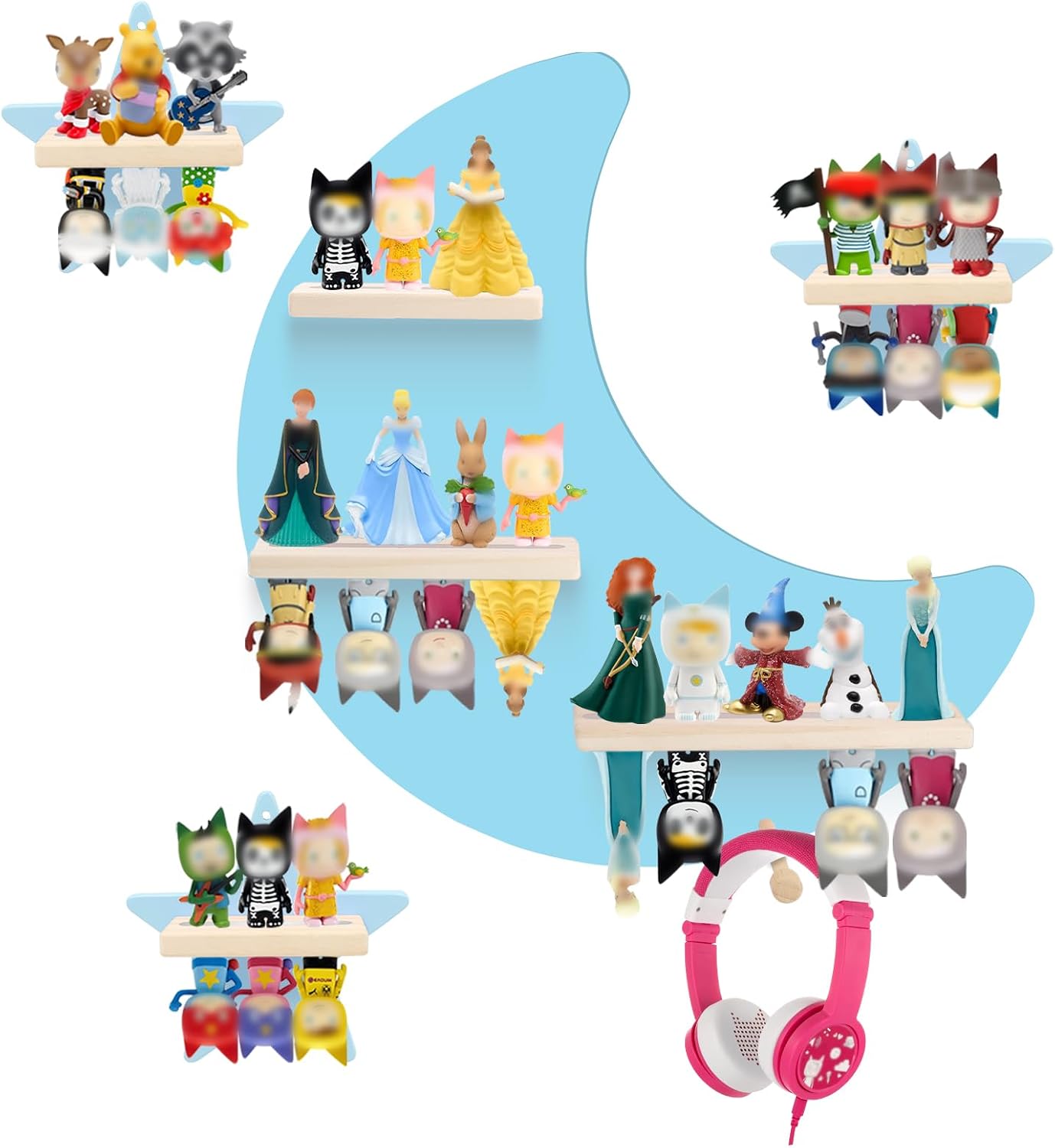Shelf Wall Mount for Toniebox Tonie Figures Character,Star Magnetic Wooden Shelf Compatible with Tonie Audio Toniebox Starter Set