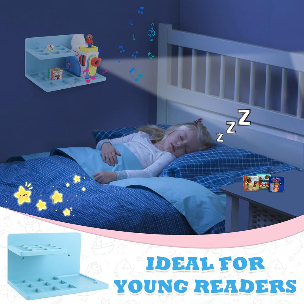 Wall Shelf Compatible with Little Tikes for Story Dream Machine Books Starter Set, for Little Tikes for Storytime Audio Play Real for Littles Character Storage Floating Shelves Blue (Blue)