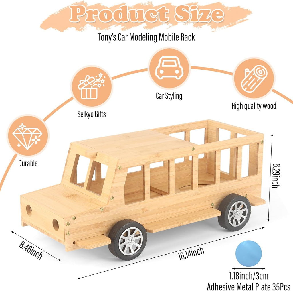 Shelf for Tonie Figures Characters Storage with 35Pcs Adhesive Metal Plate for Creative TonieBox 2/1 Magnetic for Wooden Shelf for Kids