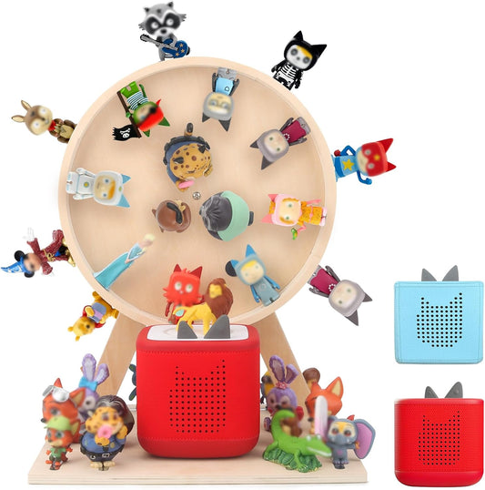 360° Rotating Ferris Wheel Display Shelf Compatible with Tonies – Holds 80+ Figures, Includes 60 Metal Plates