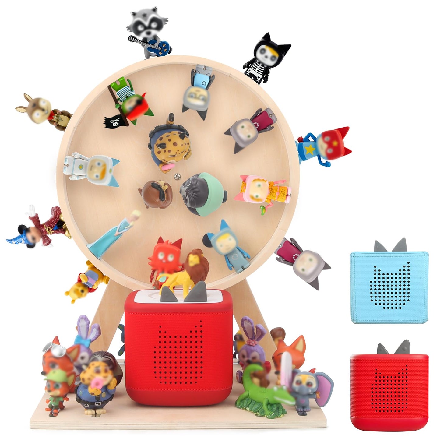 360° Rotating Ferris Wheel Display Shelf Compatible with Tonies – Holds 80+ Figures, Includes 60 Metal Plates