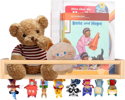 Kompatibel mit Tonies Holz-Bücherregal – Natur, Wandmontage, fasst 20–30 Figuren