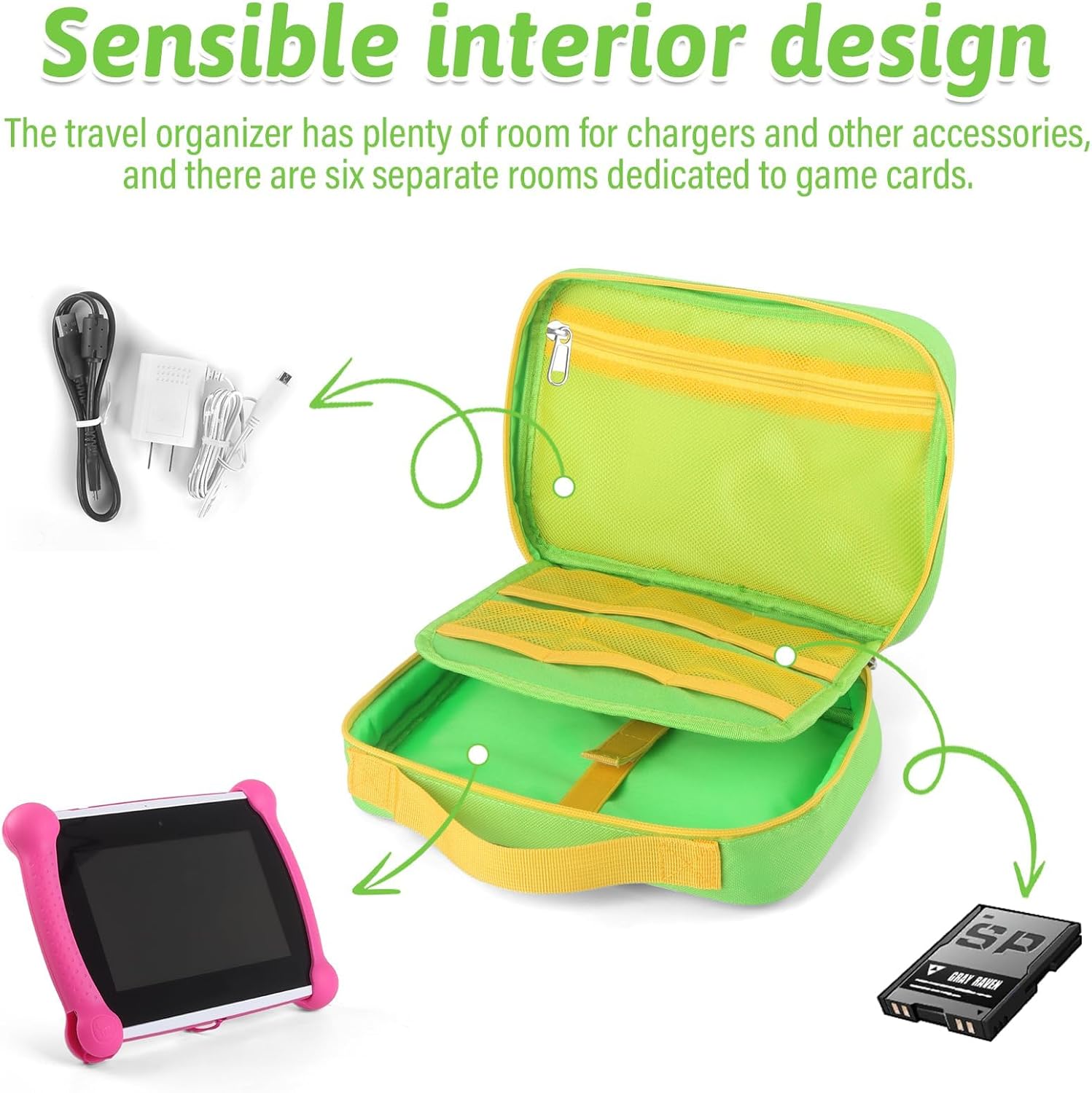 Carrying Case for LeapFrog LeapPad Ultimate Ready, Portable Storage Bag with Handle Compatible With Leap Pad (Green)