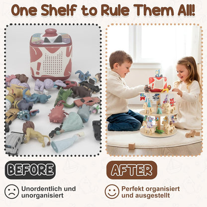 360° drehbares Tonie-Regal – Karussell | 3 Ebenen, für über 120 Figuren, inklusive 50 Metallplättchen