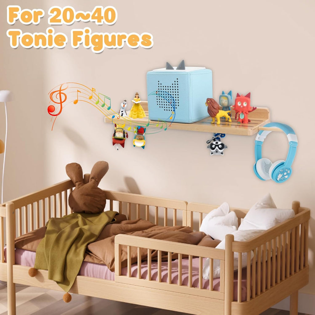for Tonie Shelf,Tonies Storage for Creative Toniebox 2/1 Magnetic Wall Shelf for Tonie Figures Characters,Hanging Shelf for Kids (Natural)